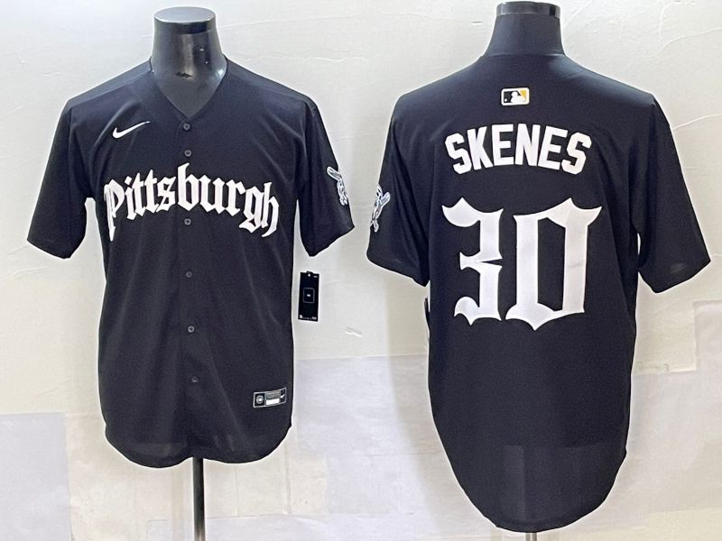 Men 2025 Pittsburgh Pirates #30 Skenes Black Five generations Joint Name Nike MLB Jersey style 1->pittsburgh pirates->MLB Jersey